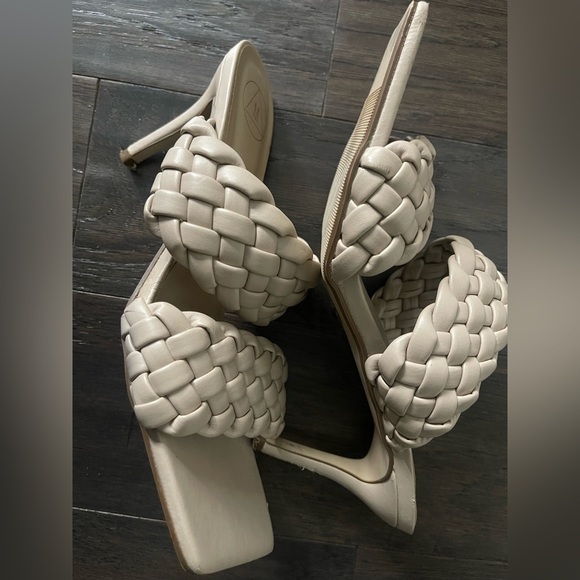 Missguided Cream Braided Summer Sandals with Square Toe Women’s Size 10 - Picture 3 of 5